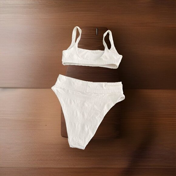 Aerie American Eagle White Bikini Large Bottoms And Medium Top - Picture 2 of 4